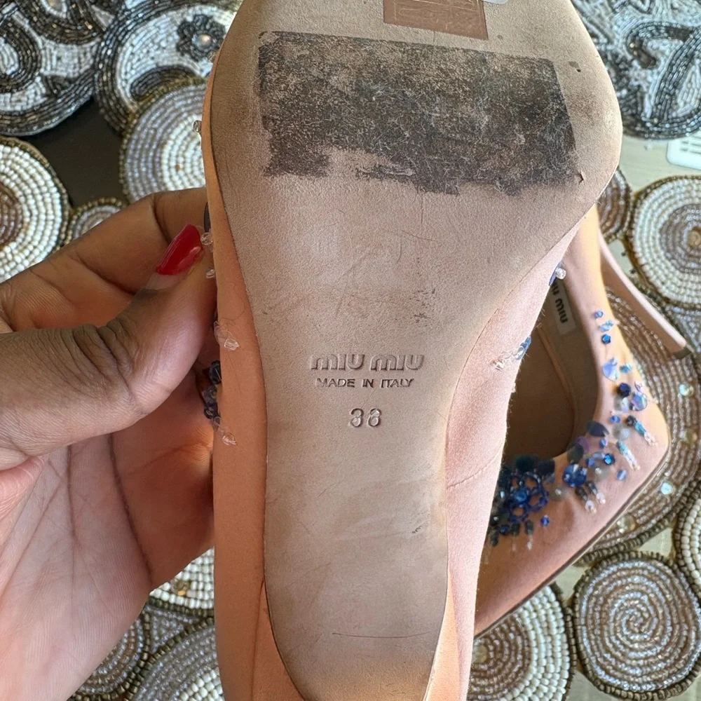 Miu Miu Pink Heels with Blue Embellishments - Picture 6 of 6